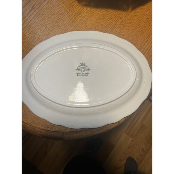 Vtg Corona Ironstone Ware Sm Platter Pink Border w Grape Clusters 10.5" #10491‎ - Picture 2 of 2